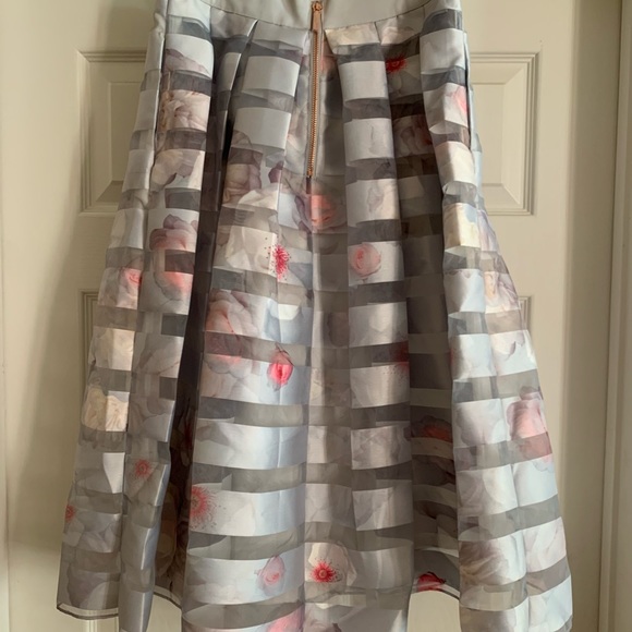 Ted Baker Rosaley Chelsea Grey Satin Organza Midi Skirt - Picture 6 of 6